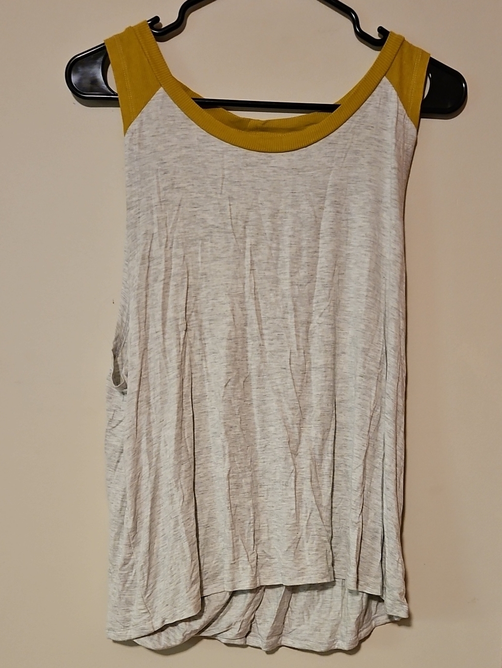 Hem & Thread Cream Tank with Mustard Trim Accents